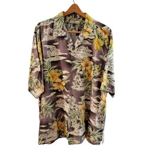 Tommy Bahama Silk Hawaiian‎ Button Down Short Sleeve Shirt XL